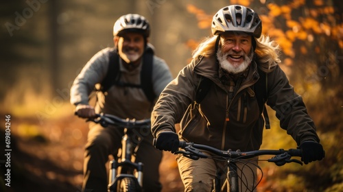  old couple riding bicycles, ai generative © nataliya_ua