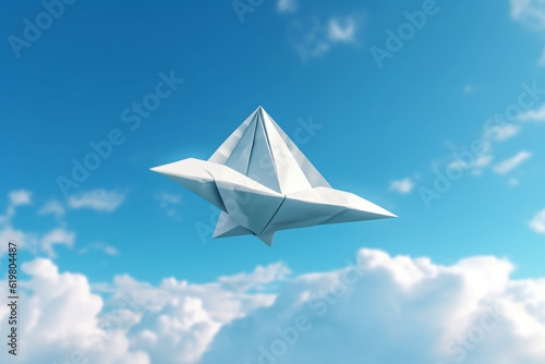 paper airplanes in the sky rendering minimal background