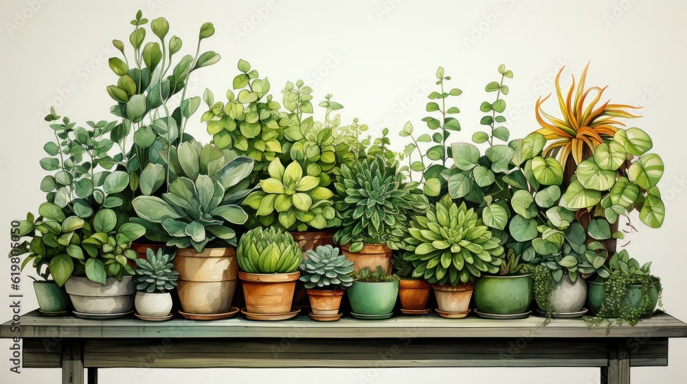 plants in a pots, ai generative