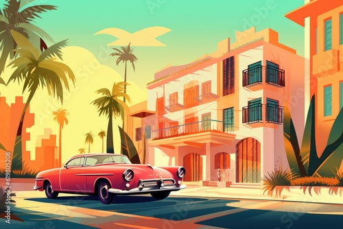 Tropical Neo-pop Car Illustration © Igor