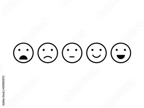 emoji icons set satisfaction level simple feedback in the form of emotions in flat style customer feedback. range in evaluation emotions excellent good normal bad terrible symbol vector illustration