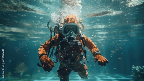 Wallpaper Mural diver in the aquarium, ai generative  Torontodigital.ca