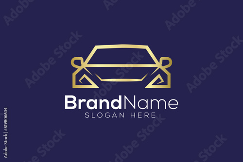 Luxurious car Gold Logo design vector template