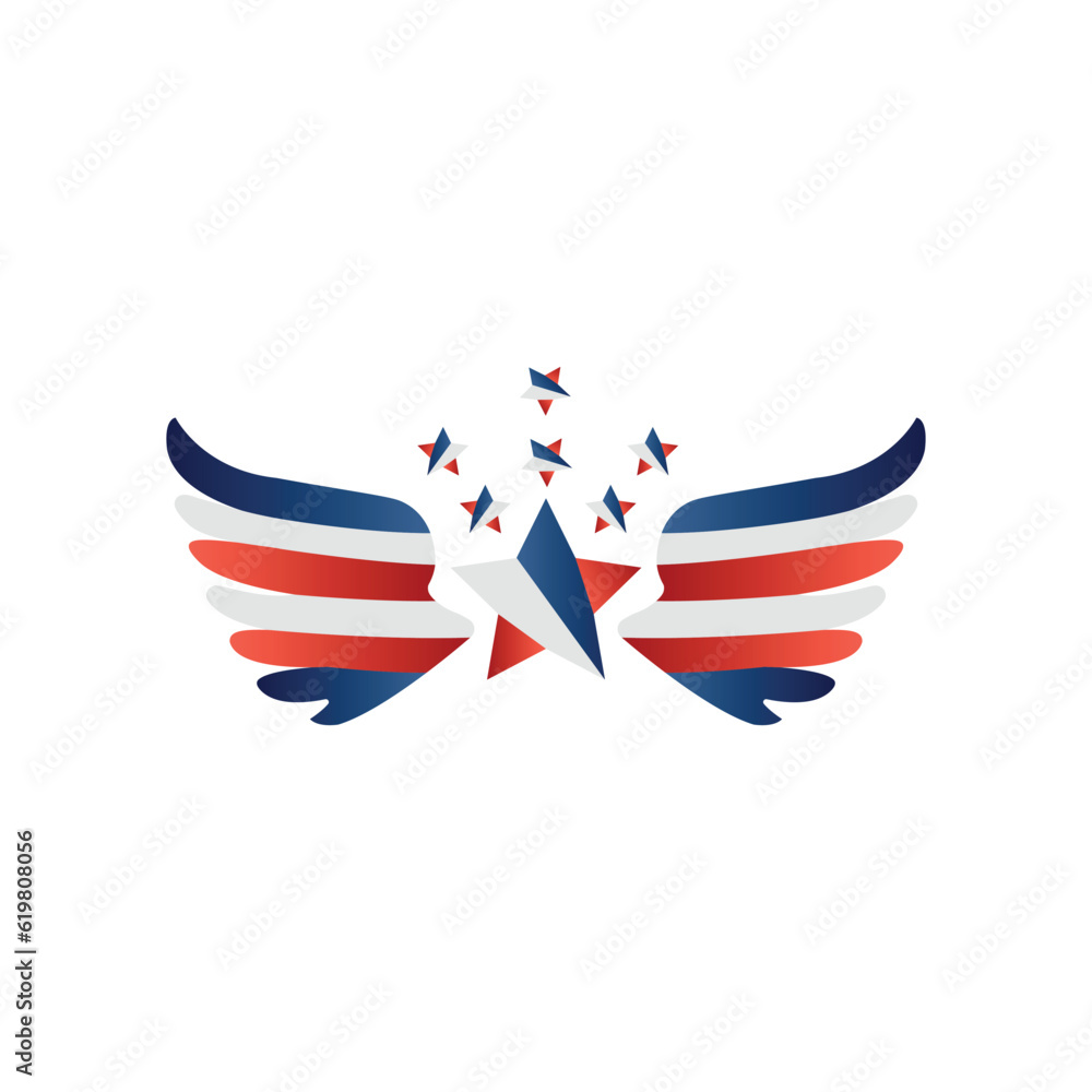 Fototapeta premium USA star flag with eagle wings, Stars and Stripes design elements, Stars and Stripes vector