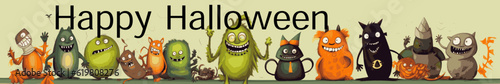 Halloween Header - smiling monsters