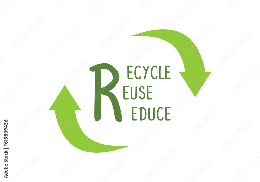 Recycle reuse reduce environmental awareness banner poster isolated on white background. Recycle reuse reduce environmental awareness banner poster isolated on white background.