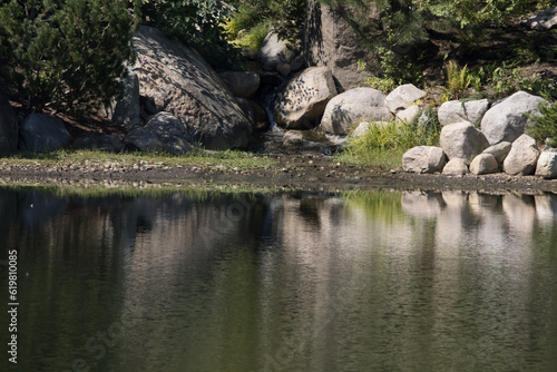 Rocks reflected in a lake