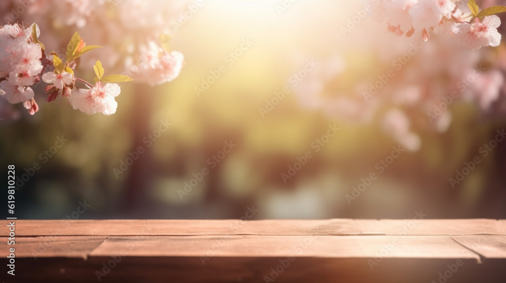 A wooden table topped with lots of white flowers, Generative AI A wooden table topped with lots of white flowers, Generative AI