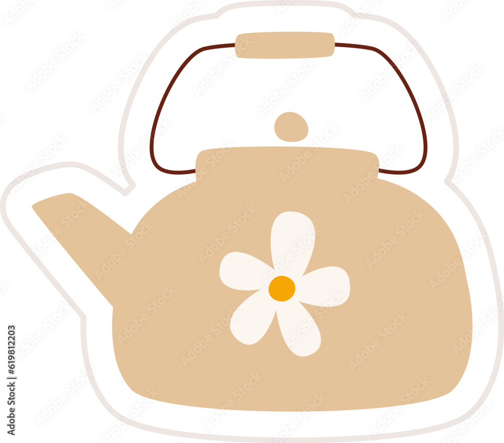 Obraz premium Kettle With Flower Sticker