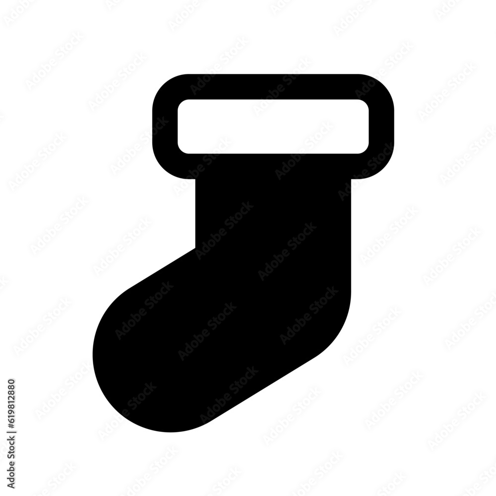 Christmas sock silhouette icon. Christmas design. Vector. Christmas sock silhouette icon. Christmas design. Vector.