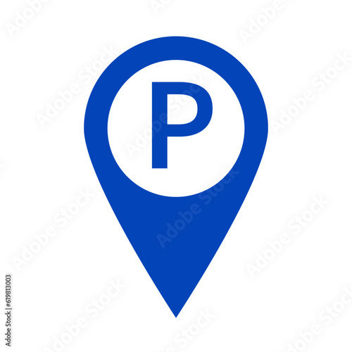 Modern parking map pin icon. Vector.