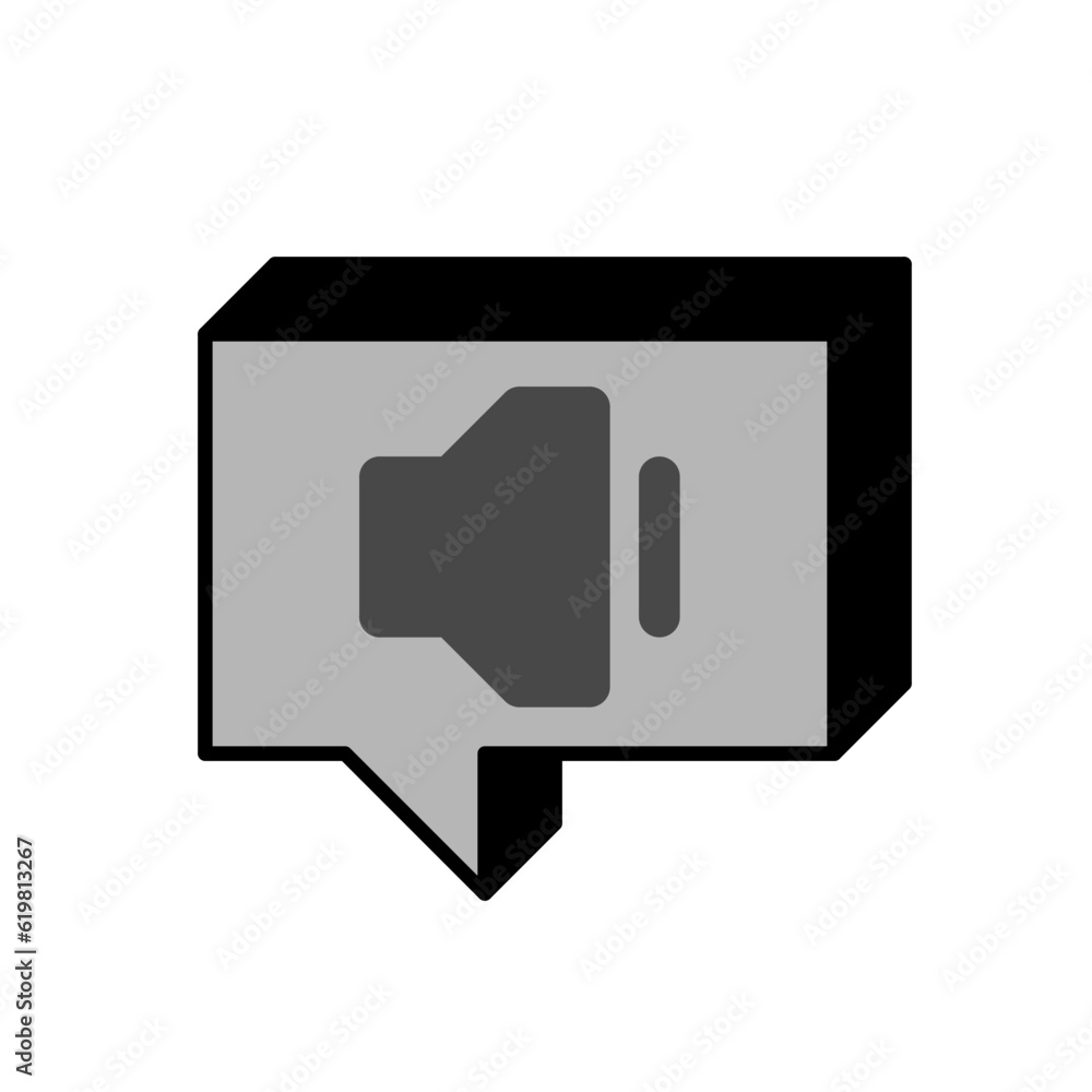 Fototapeta premium 3d square bubble speech chat box icon wifh speaker 