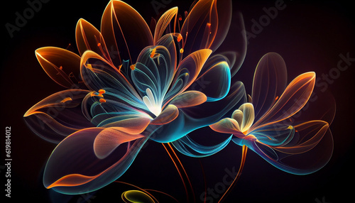 most beautiful neon flowers backgrounds and wallpaper Generative Ai technology