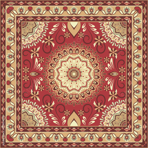 persian floral oriental traditional carpet floor mat carpet pattern background vector easy color change
