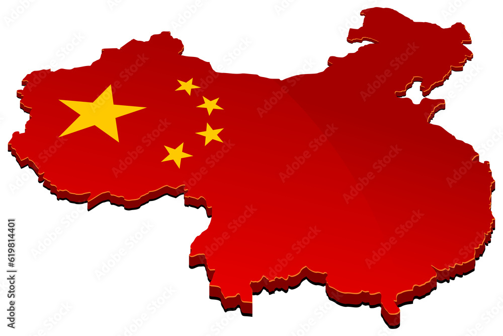 3D China map with communist flag (cut out) 3D China map with communist flag (cut out)