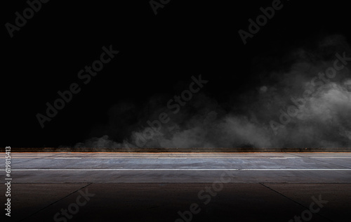 Abstract Car Racing Illustration, Car Background with Smoke on Concrete Floor, Illustration