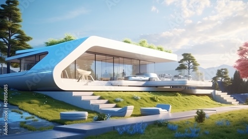Futuristic modern minimalism house concept
