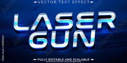 Laser gun editable text effect, 3d metallic and future font style