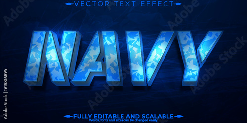 Navy text effect, editable army text style