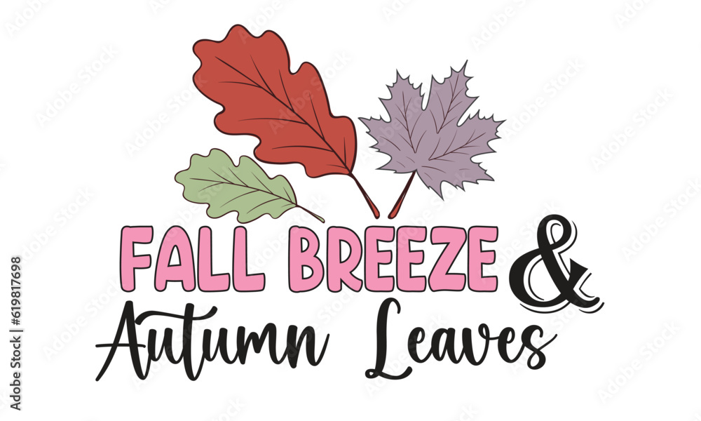 Obraz premium Fall Breeze And Autumn Leaves Retro T-Shirt Design