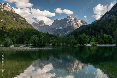 Lake Jasna in Kranjska Gora  Slovenia. Natural alpine landscape and scenic views