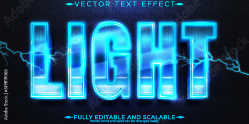 Lightning voltage text effect, editable energy and voltage text style