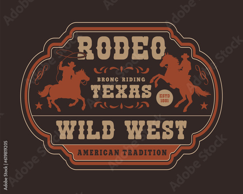 Texas rodeo colorful vintage sticker