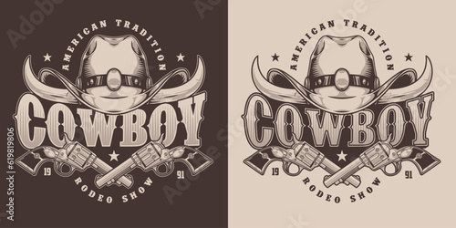 Cowboy hat vintage flyer monochrome