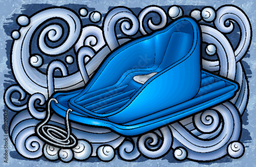Cartoon cute doodle hand drawn sled illustration.
