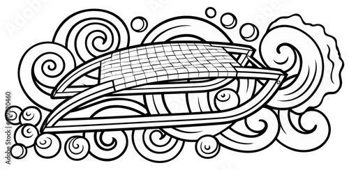 Cartoon cute doodle hand drawn sled illustration.