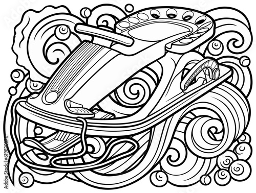 Cartoon cute doodle hand drawn sled illustration.