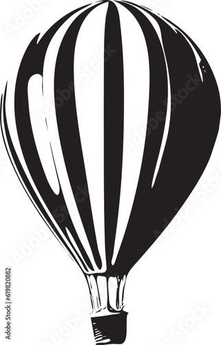 Hot air balloon silhouette. Air transport for travel. Isolated on white background