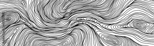 Black and white linear wavy background. Wave pattern. Abstract texture with line curves. Swirl pattern. Deformed curved lines.