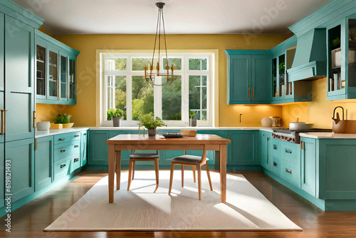 modern kitchen interior with kitchen generative ai