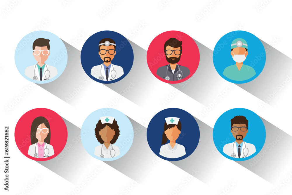 Vector medical avatars set vector medical clinic staff flat avatars Vector medical avatars set vector medical clinic staff flat avatars