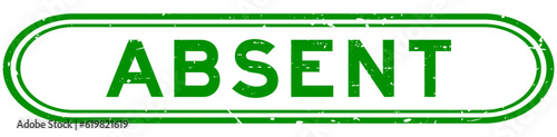 Grunge green absent word rubber seal stamp on white background