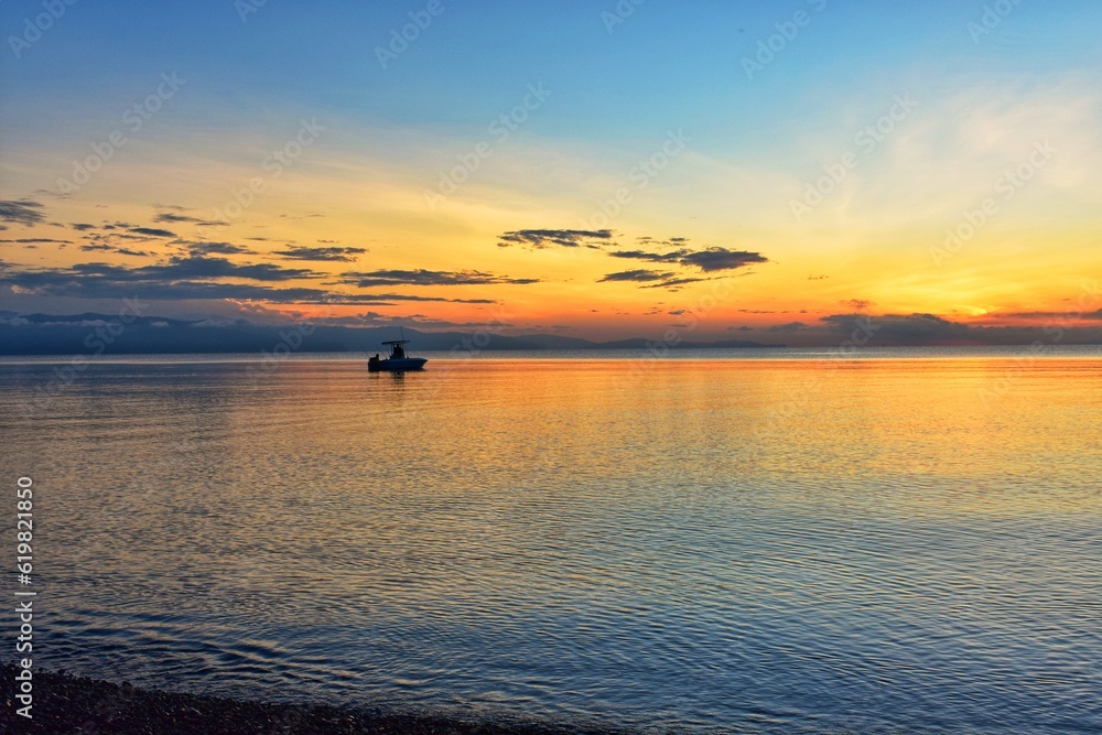 Calm sunrise in the Pacific ocean