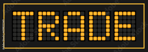 Orange color led banner in word trade on black background