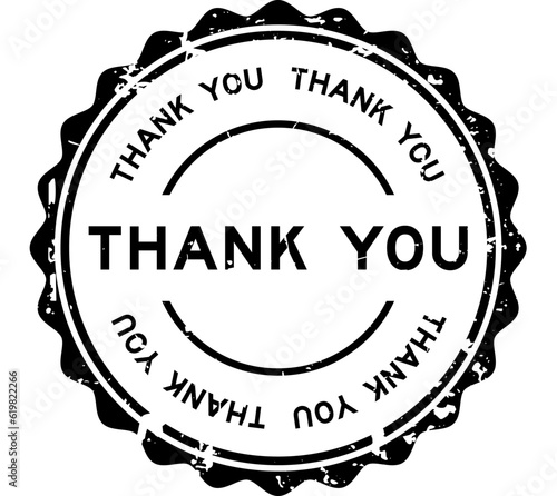 Grunge black thank you word round rubber seal stamp on white background