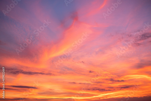 beautiful   luxury soft gradient orange gold clouds and sunlight on the blue sky perfect for the background  take in everning Twilight