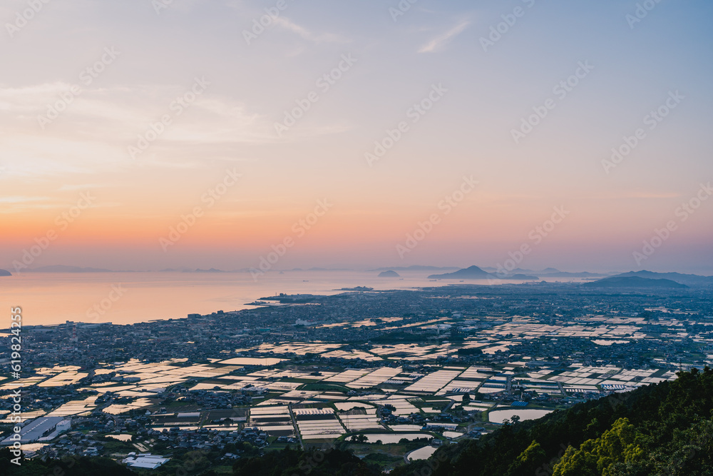 Obraz premium 谷上山第2展望台からの夕景 愛媛県伊予市
