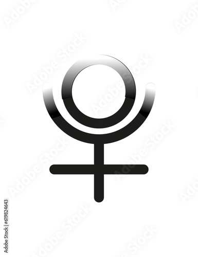 Pluto planet symbol. Vector sign. Astrological calendar. Zodiacal black and white horoscope. Outline illustration. Jyotisha. Hinduism, Indian or Vedic astrology