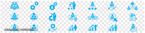 Management line icons. Business people, Algorithm and Group. Startup strategy linear icon set. Vector