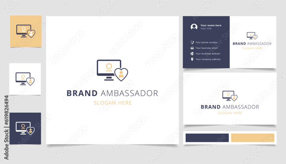 Brand ambassador logo design with editable slogan. Branding book and business card template. Brand ambassador logo design with editable slogan. Branding book and business card template.