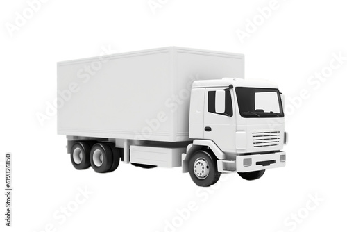 White box truck isolated on transparent background. AI