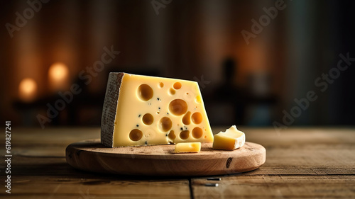 Savory Cheese Platter on a Rustic Wooden Table. Generative AI