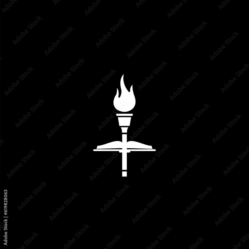 Obraz premium Torch Logo, Fire Design icon isolated on black background