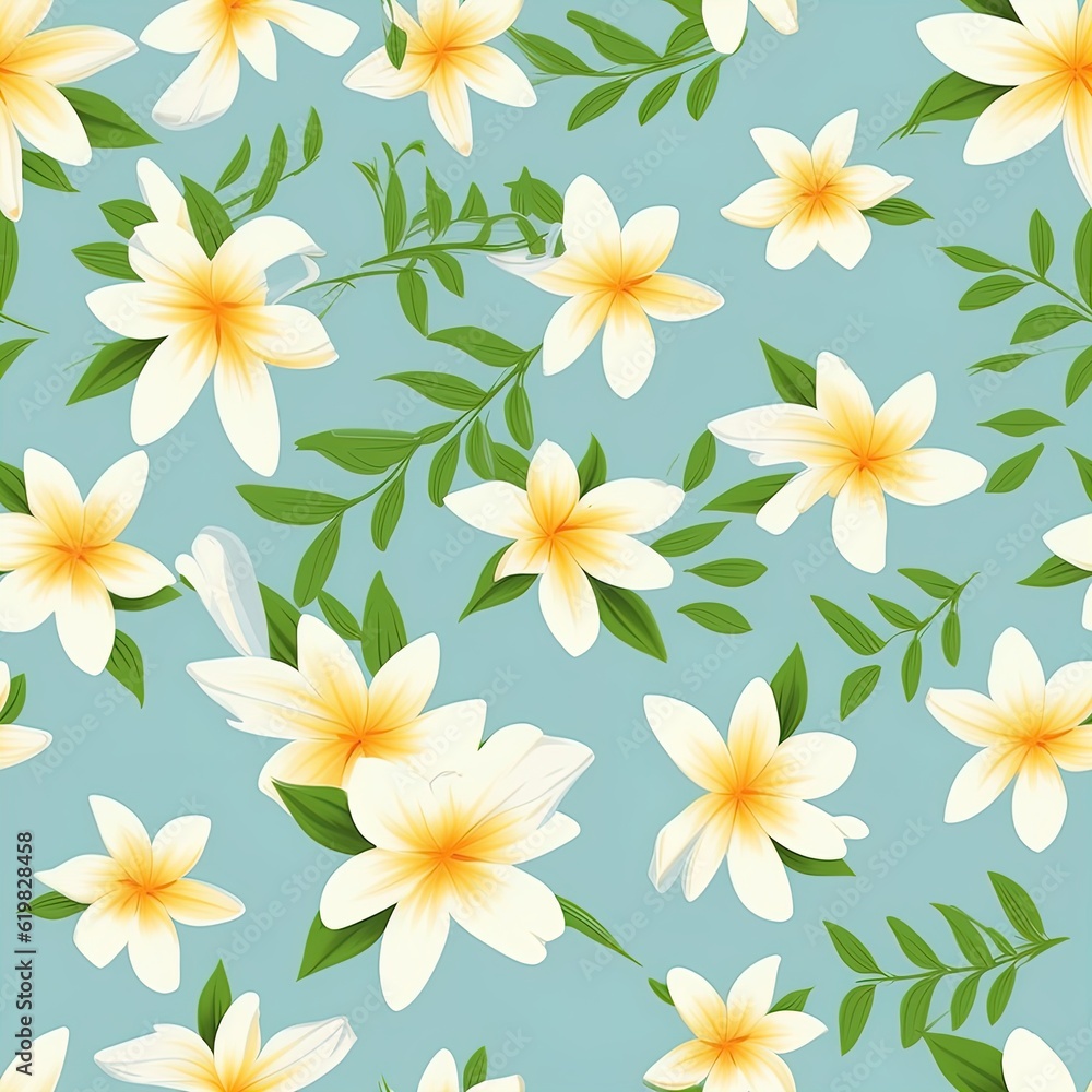 Repeating floral vector pattern. Can be used for printed materials - leaflets, posters, business cards or for web. Generative AI Repeating floral vector pattern. Can be used for printed materials - leaflets, posters, business cards or for web. Generative AI
