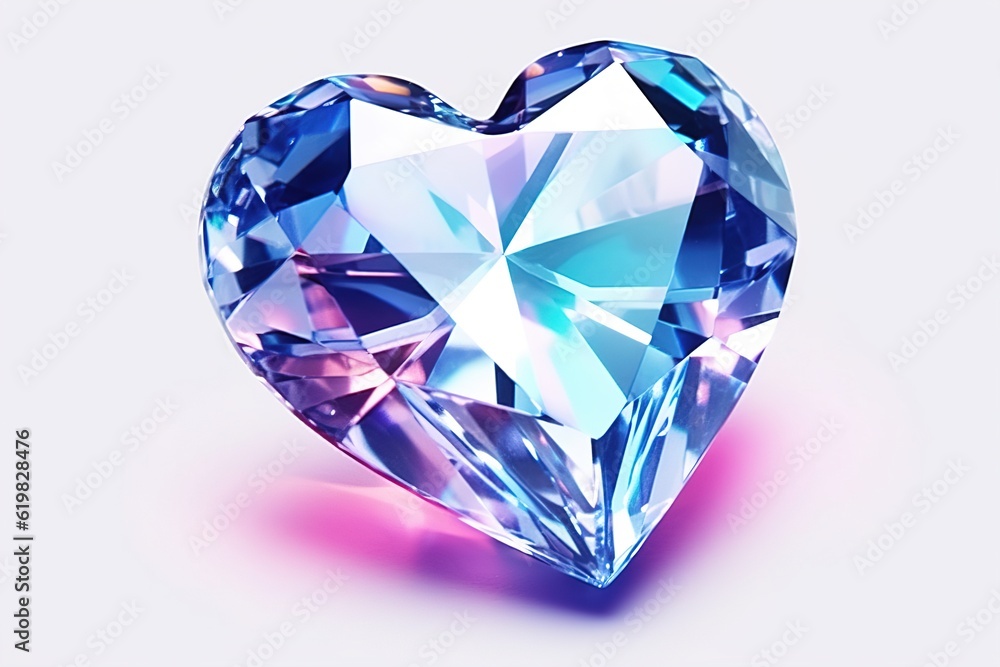 crystal heart on the background. 3d rendering. 3D illustration, Generative AI crystal heart on the background. 3d rendering. 3D illustration, Generative AI