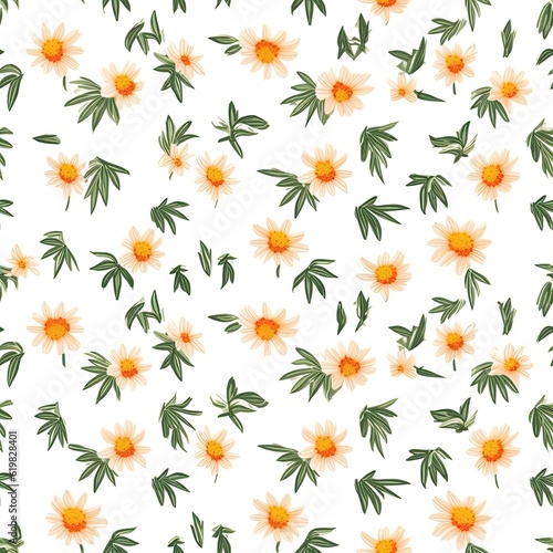 Repeating floral vector pattern. Can be used for printed materials - leaflets, posters, business cards or for web. Generative AI